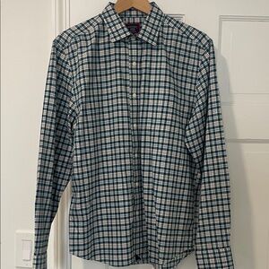 UNTUCKit Men's Green and White Plaid Shirt